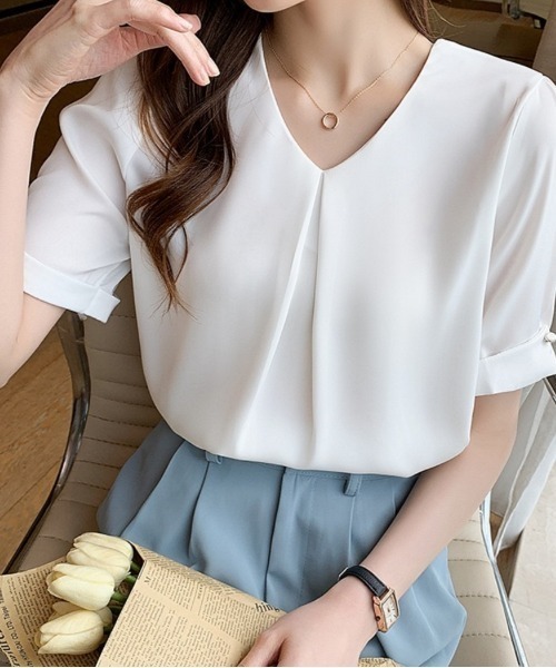Beststore ブラウス シャツ トップスマットサテン シャツ