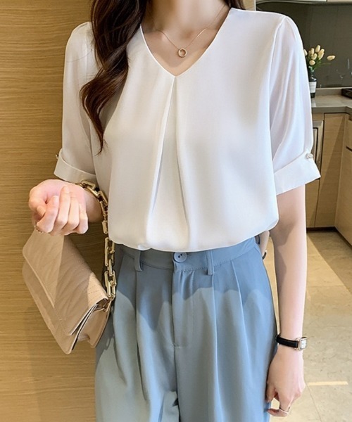 ブラウス シャツ マットサテン タックシャツ レディース ブラウス シャツ マットサテン比翼シャツ レディース : ZOZOTOWN