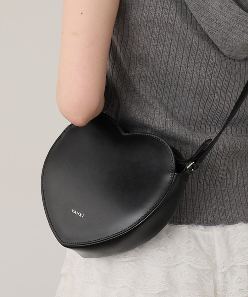 YAHKI ハート型 ブラックレザー ハンドバッグ YH-641 SMALL LEATHER GOODS_BLACK | すべての商品 | YAHKI