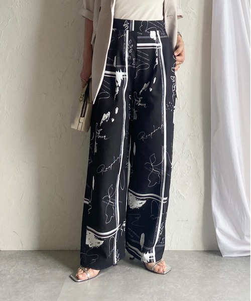 パンツ user_6299dd36 She's Closet パンツ 花柄フラワープリント＆アート柄ストレート