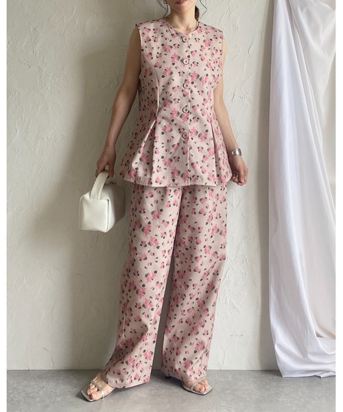 tdgam出品 She's Closet パンツ 花柄フラワープリント＆アート柄ストレート