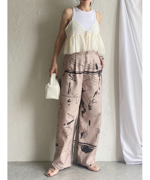 tdgam出品 She's Closet パンツ 花柄フラワープリント＆アート柄ストレート