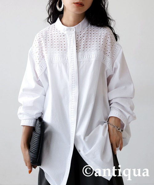 「antiqua」 「patterntorso」長袖ブラウス FREE ホワイト系その他 レディース antiqua 「antiqua」 「patterntorso」長袖ブラウス FREE