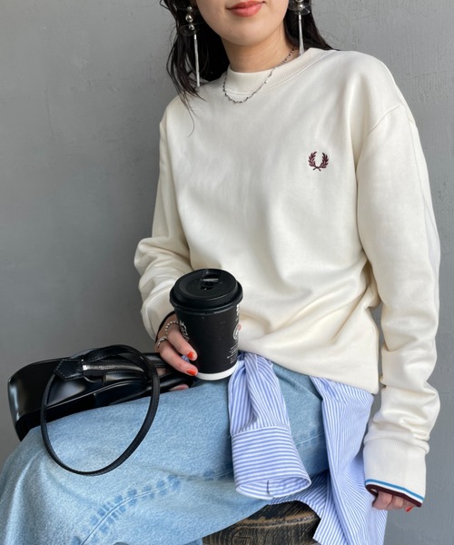 トレーナー スウェット 「WEB先行予約」「FRED PERRY/フレッドペリー」 ワンポイントロゴ刺繍 クルーネックスウェット M7535 レディー FRED PERRY トレーナー スウェット 「WEB先行予約」「FRED PERRY
