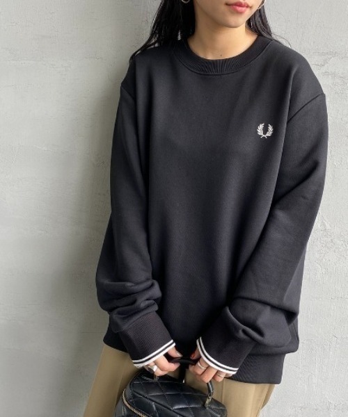 トレーナー スウェット 「WEB先行予約」「FRED PERRY/フレッドペリー」 ワンポイントロゴ刺繍 クルーネックスウェット M7535 レディー