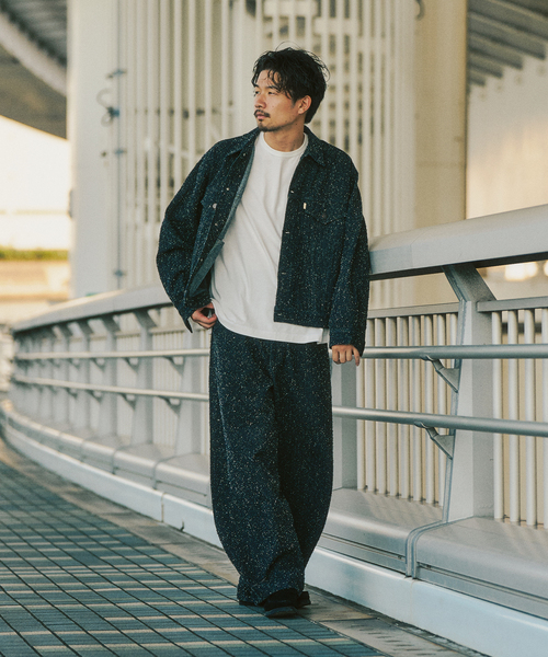 70’s ネップフルレングススラックス　nepped slacks セール】【NEOL】Center Pressed Tapered Slacks/センタープレス