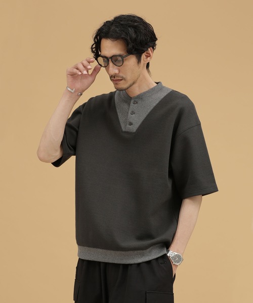 「NANO universe」 半袖Tシャツ S チャコール メンズ