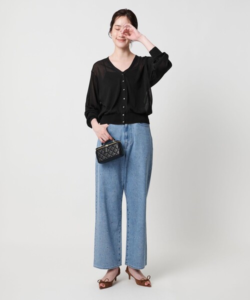 UNITED ARROWS カーディガン シアーVネックニットカーディガン
