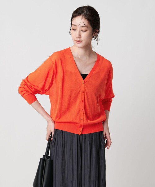 UNITED ARROWS カーディガン シアーVネックニットカーディガン