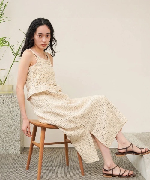 BAB（バブ） ワンピース 「S・Mサイズ展開」クロシェペプラムミックス