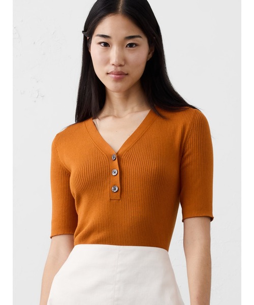 ニット セーター BANANA REPUBLIC FACTORY STORE　　リブ編み ヘンリートップ レディース BANANA REPUBLIC ニット セーター FACTORY STORE リブ編み