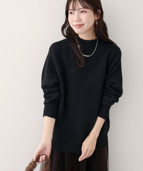 【美品】23AW PURE WOOL ニットプルオーバー 黒 natural couture ニット セーター ウール＆リサイクルポリブレンド