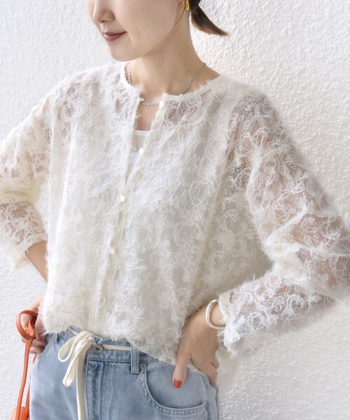 ブラウス シャツ フラワーレースプルブラウス「手洗い可能」 レディース tocco closet ブラウス シャツ 「ZOZO限定」襟付きフラワー