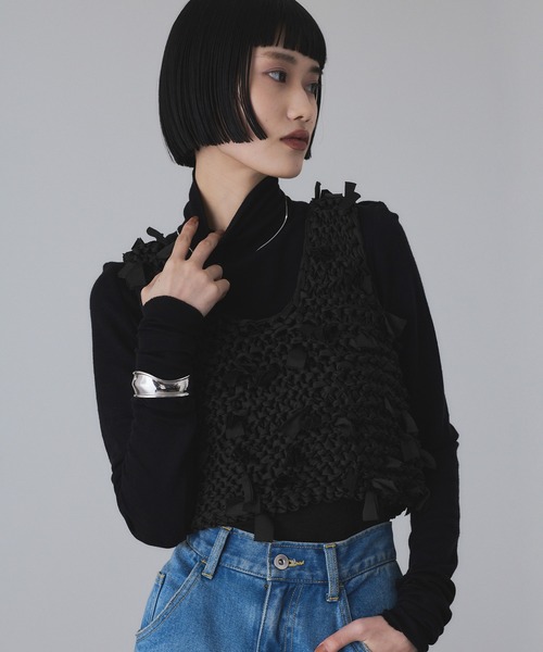 アダムエロペ　テープヤーンベスト　新品 ADAM ET ROPE' ベスト ジレ テープヤーンベスト レディース
