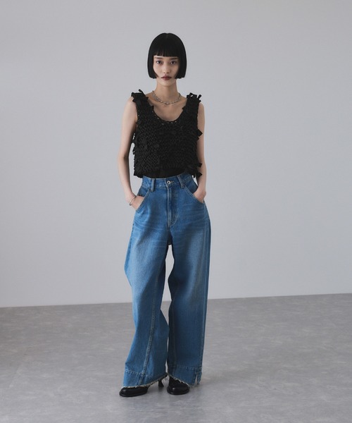 アダムエロペ　テープヤーンベスト　新品 ADAM ET ROPE' ベスト ジレ テープヤーンベスト レディース