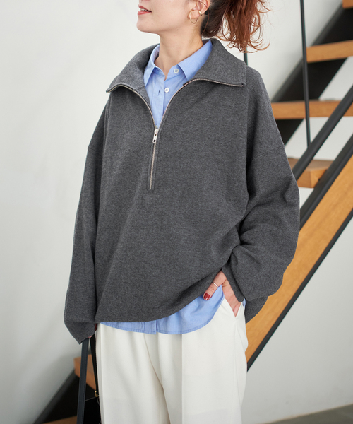 Spick and Span ミラノリブハーフジッププルオーバー Spick＆Span（スピック アンド スパン） ニット セーター ミラノリブ