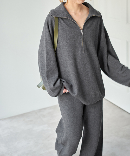 美品 スピックアンドスパン ウール ハーフジップ ニット パーカー 洗える F Spick＆Span（スピック アンド スパン） ニット セーター ミラノリブ