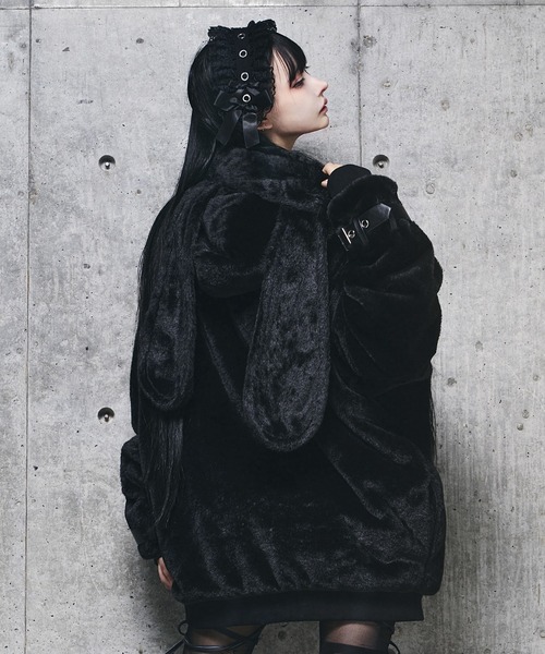 Amilige（アミリージュ） コート アウター うさぎ耳クロススタッズZIP