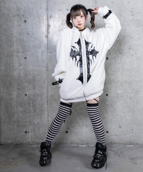 Amilige（アミリージュ） コート アウター うさぎ耳クロススタッズZIP