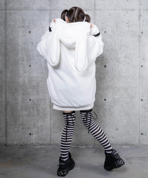 Amilige（アミリージュ） コート アウター うさぎ耳クロススタッズZIP