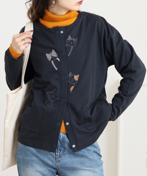 新品 45R♡小紋スルジャプリント カーディガン 綿 クルーネック R刺繍 3 新品 45R♡小紋スルジャプリント カーディガン 綿 クルーネック R刺繍 3