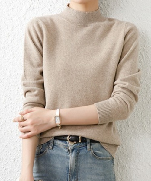 ニット セーター 一度触れたら、手放せない。もちもち触感のハイネック