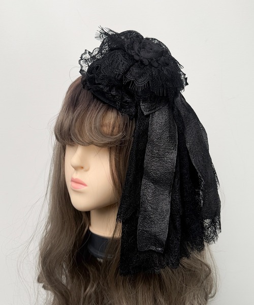 MAISON SELECT ヘアクリップ 9C42 ゴシック ボリュームレース リボン