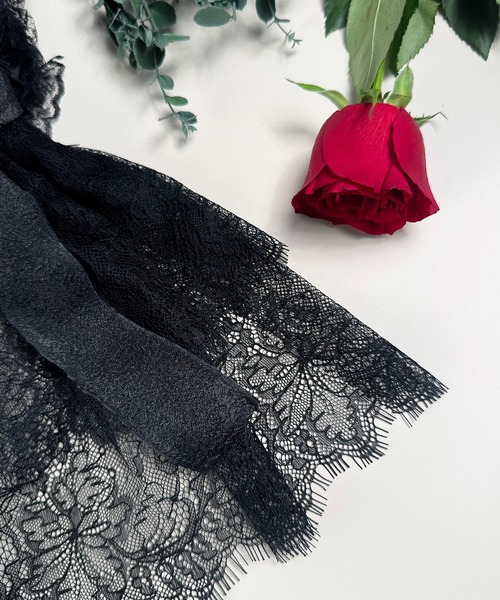 MAISON SELECT ヘアクリップ 9C42 ゴシック ボリュームレース リボン