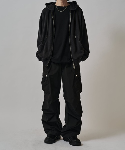 Lui's ルイス レザーパーカー フーデット やぎ革 本革 ダブルジップ リブ Lui's（ルイス） パーカー 「Lui's ONE」スノーウォッシュスウェット