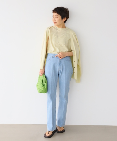 「IENA」 加工デニムパンツ 38 サックスブルー レディース_画像4