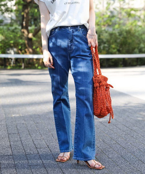 「IENA」 加工デニムパンツ 38 サックスブルー レディース_画像5