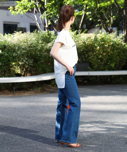 「IENA」 加工デニムパンツ 38 サックスブルー レディース_画像9