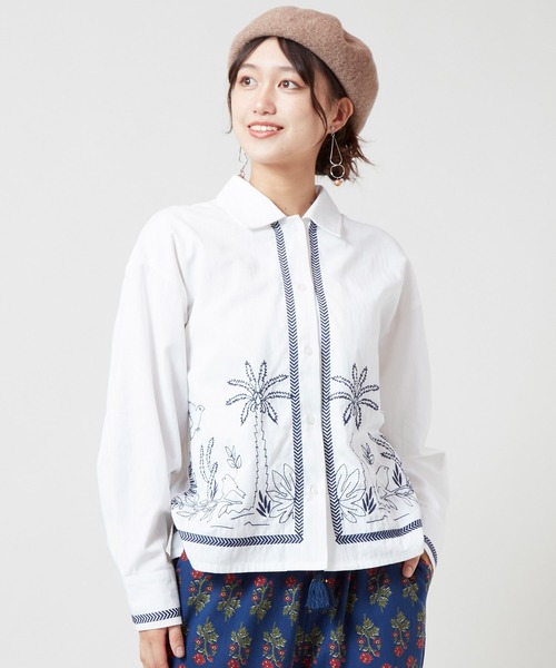 チャイハネ Amina アミナ イーラーTOP トップス シャツ ブラウス チャイハネ Amina ミレーラTOP 刺繍ブラウス インド製 カットワーク 鈴