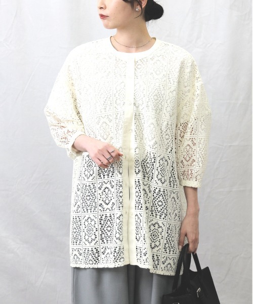 「HONEYSUCKLE ROSE」 7分袖シャツ M オフホワイト レディース_画像3
