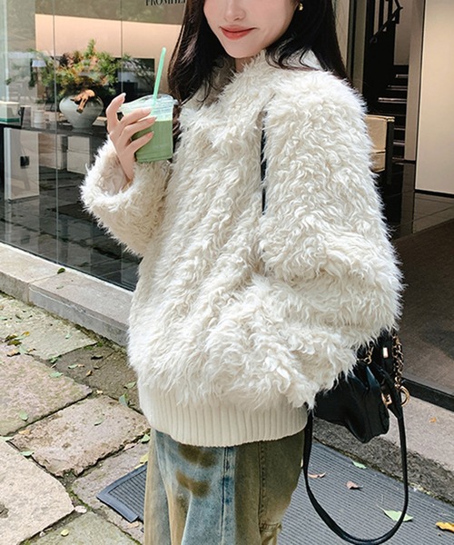 center i ブルゾン アウター もこもこシャギーファージャケット