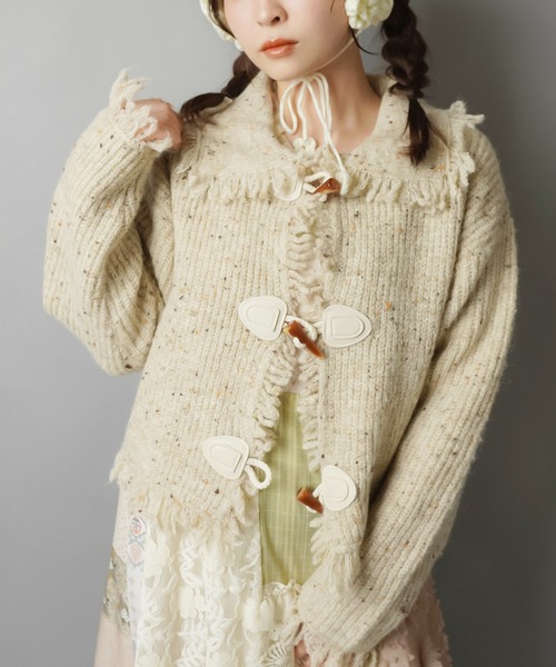 SPINNS（スピンズ） カーディガン ナチュかわ彡トグルデザインフリンジ