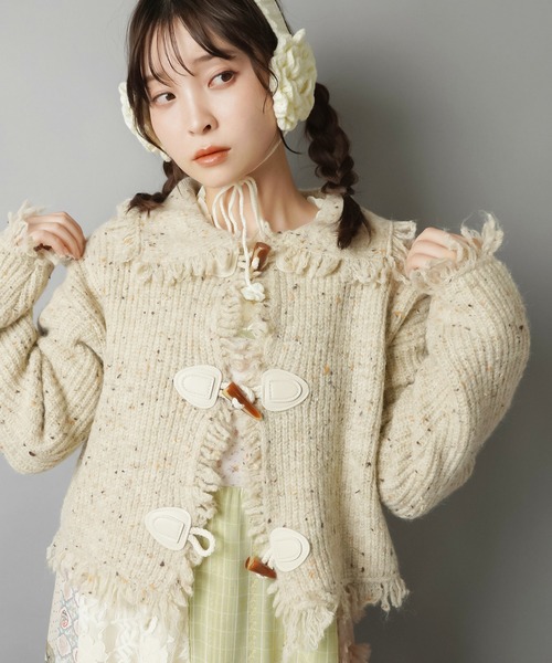 SPINNS（スピンズ） カーディガン ナチュかわ彡トグルデザインフリンジ