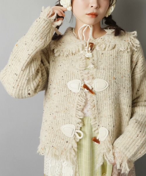 SPINNS（スピンズ） カーディガン ナチュかわ彡トグルデザインフリンジ