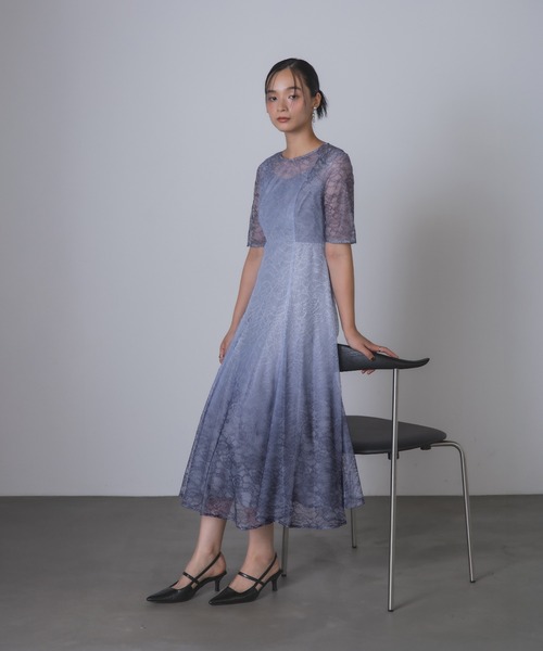 Rose of Sharon ドレス 総レースグラデーションフレアドレス
