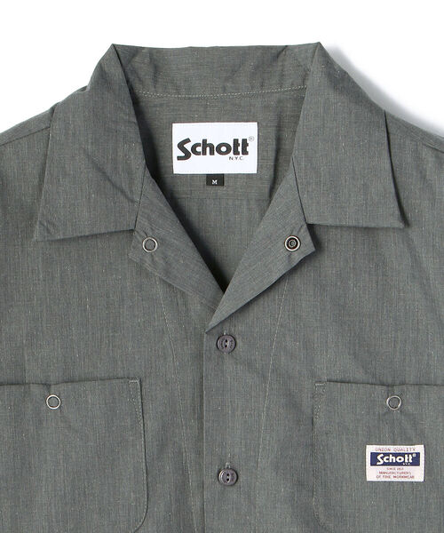 「schott」 半袖シャツ LARGE サックスブルー メンズ_画像4