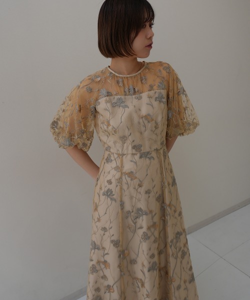 ♡フローラル刺繍 フォーマルドレス♡120㎝ Jolie et Jolie（ジョリー エ ジョリー） ドレス フローラル刺繍シアー