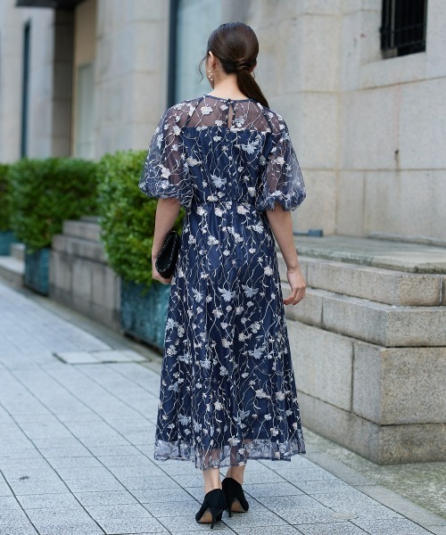 Jolie et Jolie（ジョリー エ ジョリー） ドレス フローラル刺繍シアー