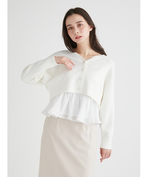 「CELFORD」 ニットカーディガン FREE アイボリー レディース_画像3