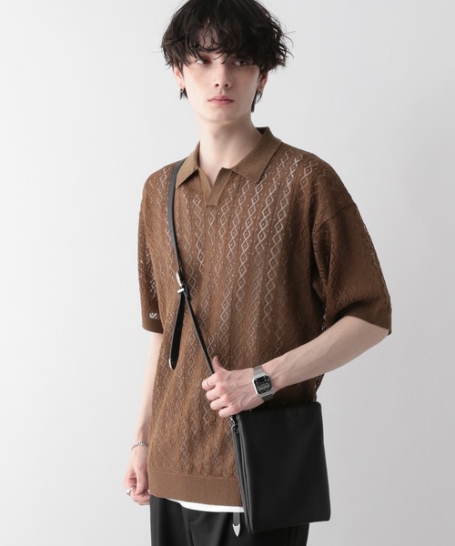 「RAGEBLUE」 7分袖ポロシャツ LARGE ブラック メンズ_画像3