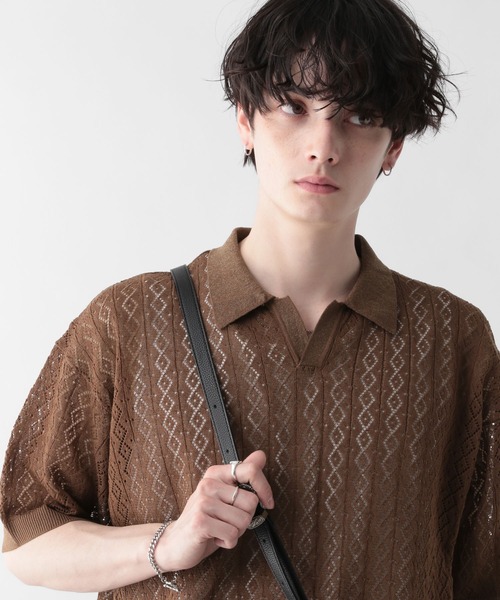 「RAGEBLUE」 7分袖ポロシャツ LARGE ブラック メンズ_画像5