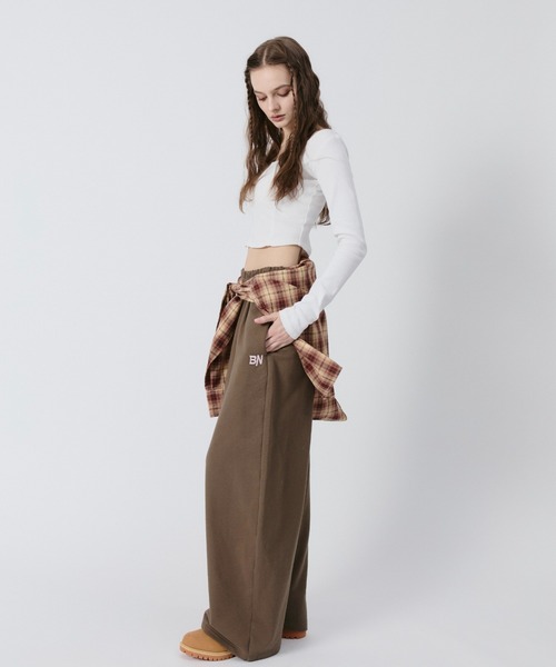 BENUA ワイドパンツ スウェットパンツ ジャージ BN curved sweatpants