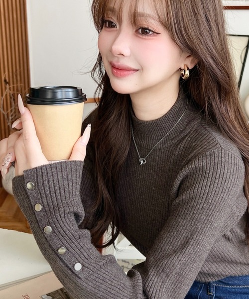 「moment+」 長袖ニット L チャコールグレー レディース_画像5