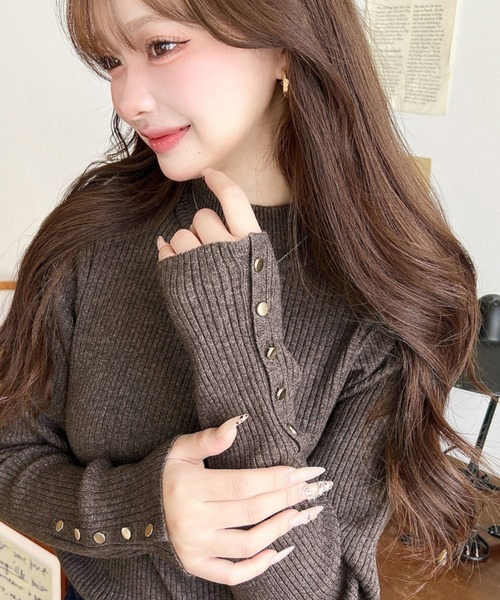 「moment+」 長袖ニット L チャコールグレー レディース_画像6