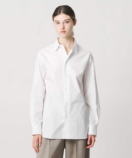【極美品】LOEF コットンブロードレギュラーカラーシャツ サイズ２ LOEFF（ロエフ） ブラウス シャツ 「LOEFF」コットン ブロード