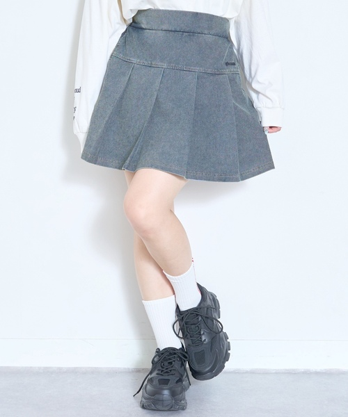 LOVETOXIC スカート デニムライクカットプリーツスカート キッズ 子供